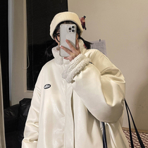 Puleather noodles cotton clothes womens winter 2021 New loose Korean version of two-sided lamb hair thickened coat cotton-padded coat