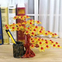 DIY hand-woven beaded fortune tree pen holder welcome song office study school desk ornament material bag