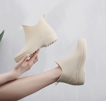 Lovely adult ladies Rain shoes Single shoe Lower and waterproof rain boots Korean version set foot short cylinder Rubber Shoes Rubber Day Style