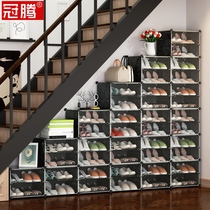 Stair shoe cabinet under the beveled stepped household large-capacity storage locker trapezoidal simple shoe rack rack