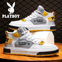 Flowers Playboy Mens Shoes Summer Breathable High Help Canvas Board Shoes Trend Leisure Sports Help Little White Hitchhiking Shoes