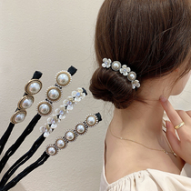 Tie meatballs head plate hair artifact Korean net celebrity lazy back head hairpin headdress pearl hair ring braided hair styler