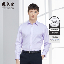 Youngor long sleeve shirt Spring and Autumn New Men business casual cotton DP non-iron pinstripe shirt 1962 multicolor