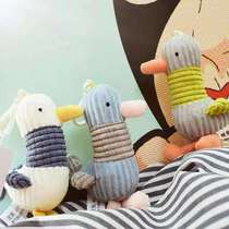 Striped cheering duck pendant keychain ins Net red seagull plush doll bag pendant