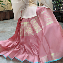 Luanyu family four-hour edge Jingming Hanfu One-piece horse face woven color skirt Trapezoidal pleats can be customized non-spot