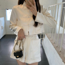 RomanceOfGirl owners favorite modified cheongsam wind pearl buckle small lace shorts set