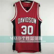 30 Curry University Jersey library day Davidson College basketball uniform retro American embroidered vest mens custom