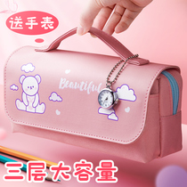 2020 new net red pencil case for primary school students simple and cute large-capacity female stationery case for junior high school students ins Japanese tide Korean high-value fairy girl children pencil case stationery bag pen case