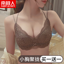 Antarctic underwear womens summer small chest gathered sub-breast anti-sagging sexy bra adjustment type girl beauty back bra