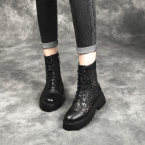 2022 spring and summer new genuine leather thick bottom caves cool boots hollowed-out short boots Inlenty wind soft cow leather Martin boots female locomotive