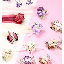 Wedding celebration supplies Creative European Korean wedding simulation corsage fabric Bridesmaid sister hand flower Bride wrist flower