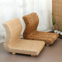 Grass rattan tatami back chair and room chair bed floating window chair lazy chair Japanese low chair without legs