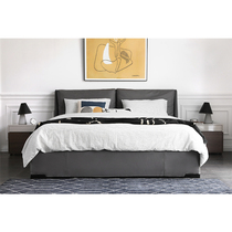  Nordic expression norhor modern minimalist full head layer cowhide storage LIVO leather double bed 1 8 meters D #