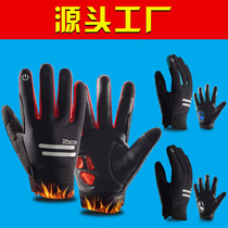 Autumn and winter outdoor warm gloves plus velvet warm touch screen full-finger motorcycle long-finger riding sports mountaineering equipment