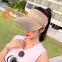 New knitted cotton thread empty top letter baseball cap male lady lengthened visor sunshade breathable duck tongue hat