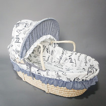 Straw neonate newborn baby basket out can lie flat car portable discharge hand woven baby basket cradle