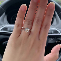 mo sang shi nv zuan jie 18k platinum high-grade light luxury Ring 1 karat d color explicit drilling large classic six-claw au750