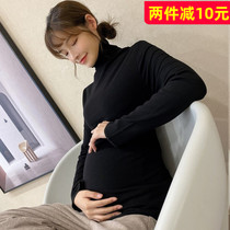 Pregnant women base shirt autumn long sleeve T-shirt large size maternity wear spring and autumn models in late pregnancy high neck winter