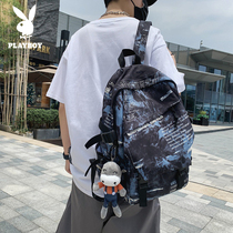 Playboy backpack mens trend new junior high school students College schoolbag travel Womens large capacity backpack