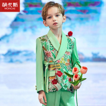 Boy suit suit handsome suit Korean version of childrens flower girl little host dress Little boy catwalk performance suit