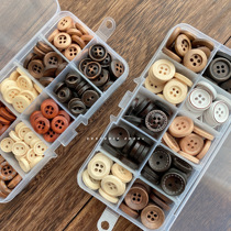 (100 pieces mixed) natural wood buttons four eyes thin sweater buckle two eyes coconut wooden coat buckle