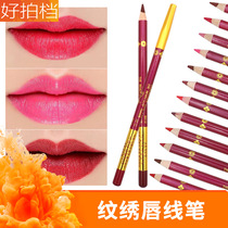 Long bundle embroidery special lip liner 12-color matte waterproof non-decolorizing velvet lipstick pen rose red bean paste blush pen