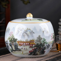 Jingdezhen tea cans ceramic tea cans seven cakes large tea tanks home wake-up tea sealed cans Puer tea storage tea cans