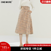 ONE MORE2021 autumn and winter New High waist long plaid umbrella knee skirt women skirt long dress goddess