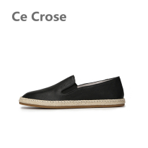 cecrose Skele first layer leather casual Lefu lazy foot fisherman woven European and American fashion shoes men's size
