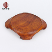 Redwood pear wood carving whole material Sky round place vase base round flower pot purple sand pot seal ornament base