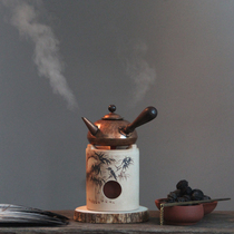 White mud retro charcoal stove hand-painted tea stove household water stove blast stove Chaozhou Kung Fu tea small stove old-fashioned carbon stove