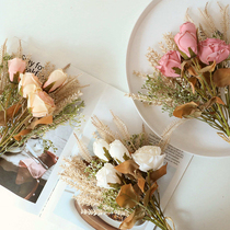 Simulation Grilling Valley Ears Dry Grass Rose Fake Flowers Flowers Photography Props Holding Flowers photo Handheld Fancy Tabletop Furnishing