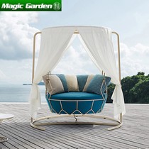 Villa balcony hanging leisure hanging basket Net red outdoor courtyard iron bracket swing rocking chair single sofa Birds Nest