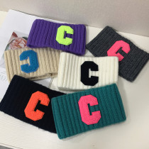 Broadside knitted hair band Korean Net Red C letter autumn and winter warm hair Hoop Yoga sports headband makeup head cover