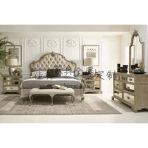 American countryside solid wood double bed French style retro original wood color weathering made of old small beauty carved wedding bed oak wood furniture