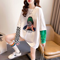 Pregnant woman blouses spring and autumn with undershirt long sleeve t-shirt 2022 new inner lap big code spring clothing fashion suit netting red