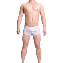 Vaguely perspective Breathable High elastic pocket Ice Silk mens sex underwear sex pajama pants flat corner style