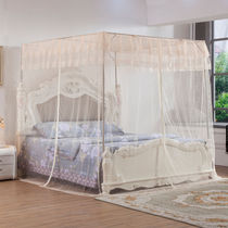 Mosquito net three-door stainless steel thick presser foot landing-free installation encryption zipper overlap 1 5m bed 1 8 meters