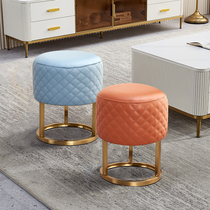Living room tea table stool soft seat stool changing shoes stool Home doorway light lavish footstool with shoes stool small sofa leather stool round