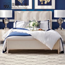 Meike Meijia Urban symphony Modern simple fabric soft bag bed Master bedroom Double bed American solid Wood bed Bedside table