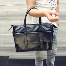Hong Kong new mens leather Hand bag business English travel bag computer briefcase shoulder shoulder bag