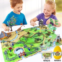 Childrens dinosaur toy simulation animal Solid T-rex model Plastic boy toy set Jurassic World