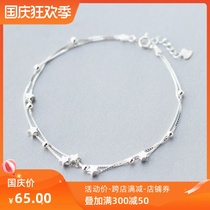 Love Rocky s925 silver double star anklet female fashion Korean sweet personality temperament fashion five-pointed star jewelry