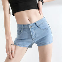 Light blue low waist denim shorts womens summer thin 2021 new white stretch tight skinny sexy hot pants