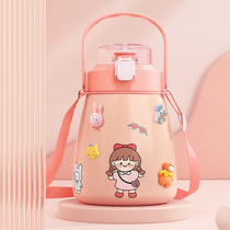 Thermos Cup children students cute ladies Net Red big belly Cup high face value water cup straw large capacity cup kettle
