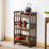 Nanzhu antique shelf Tea cabinet Multi-layer tea can teapot storage rack put tea stand Mobile bookcase side cabinet