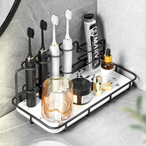 Black anti-rust bathroom electric toothbrush toothpaste rack washing table toilet countertop cosmetics storage
