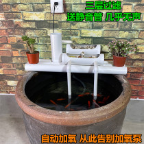 Round fish tank filter Suction fecal oxygen porcelain basin Water circulation Ceramic round tank waterfall water device Low water level