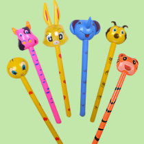 Childrens inflatable toy animal head long stick inflatable animal Rod giraffe rabbit inflatable Rod micro-business push gift