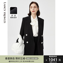 Lanzy Acetate Blend Black Outline-Shaped Professional Suit Jacket Woman 2022 Spring new French style Temperament Western Suit